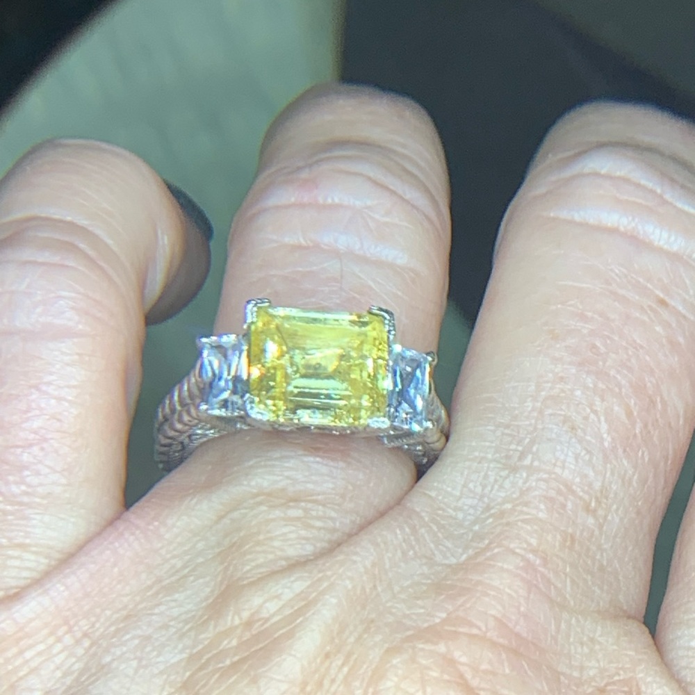 Judith Ripka Faux Diamond Canary Yellow Ring